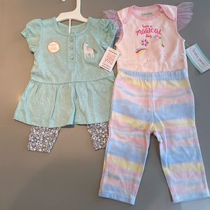 NWT - Two Unicorn play sets - size 6-9 months